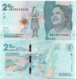 Billete Colombia 2 pesos 2015