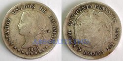 Colombia 50 centavos 1881