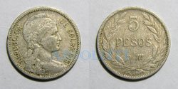 Colombia 5 pesos p/m 1907
