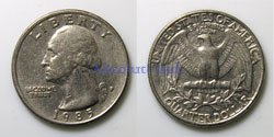 Estados Unidos 25 centavos 1985P