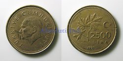 Turquia 2500 Liras de 1991
