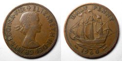 Inglaterra 1 Half Penny 1960